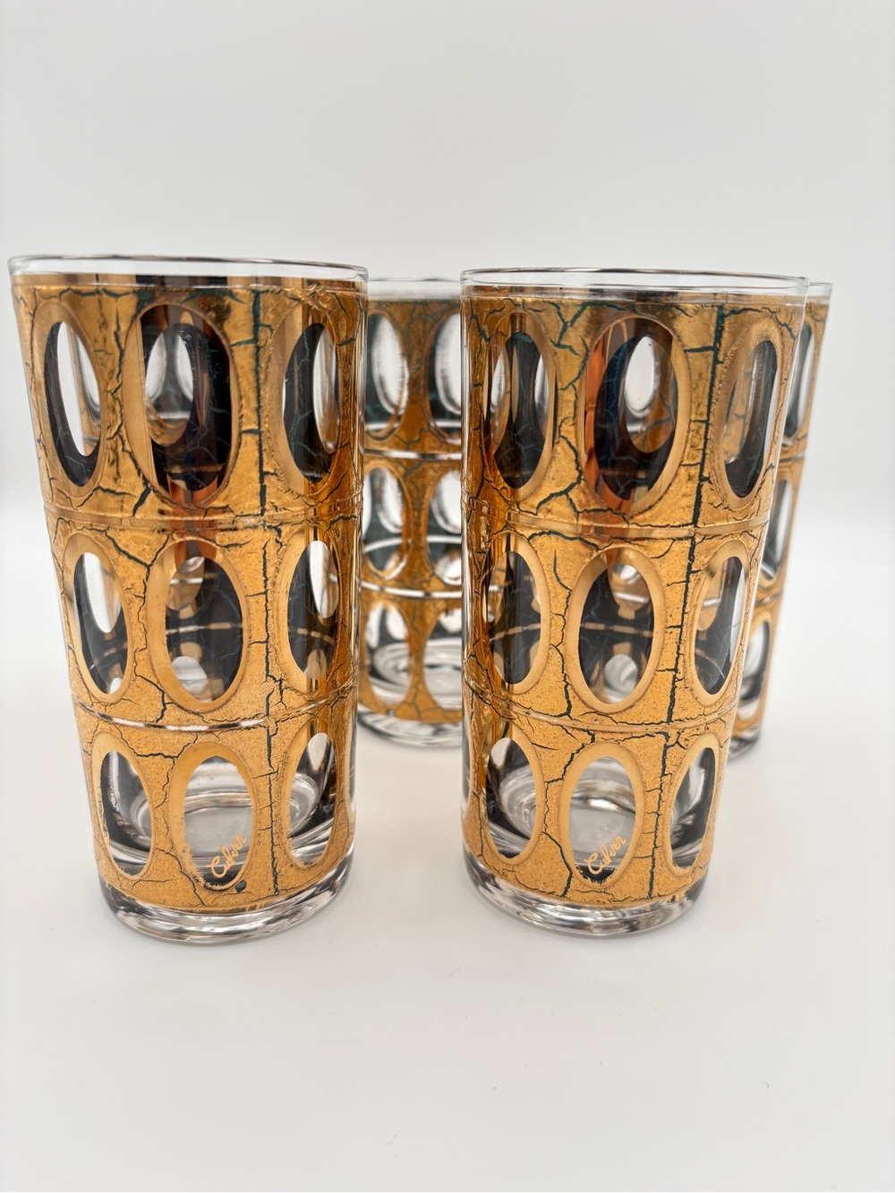Vintage Set of Five MCM CULVER Pisa Highball/Tom Collins Glasses SIGNED